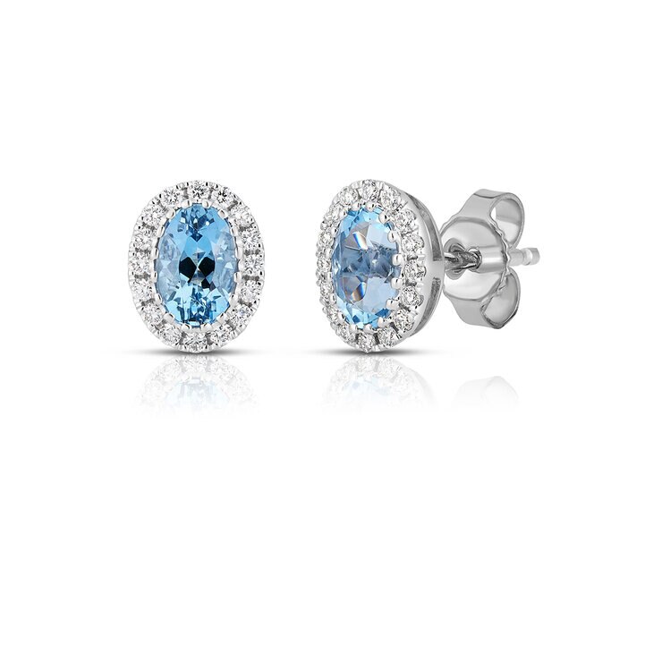 Anillo de Aquamarina con diamantes 0.19ctw, Oro Blanco 14K — Imagen 1 de 4