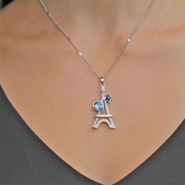 Mayfer, Collar con Cadena y Dije en Forma de la Torre Eiffel con Cristal Austríaco — Imagen 2 de 3