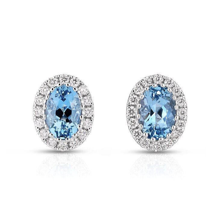 Anillo de Aquamarina con diamantes 0.19ctw, Oro Blanco 14K — Imagen 4 de 4