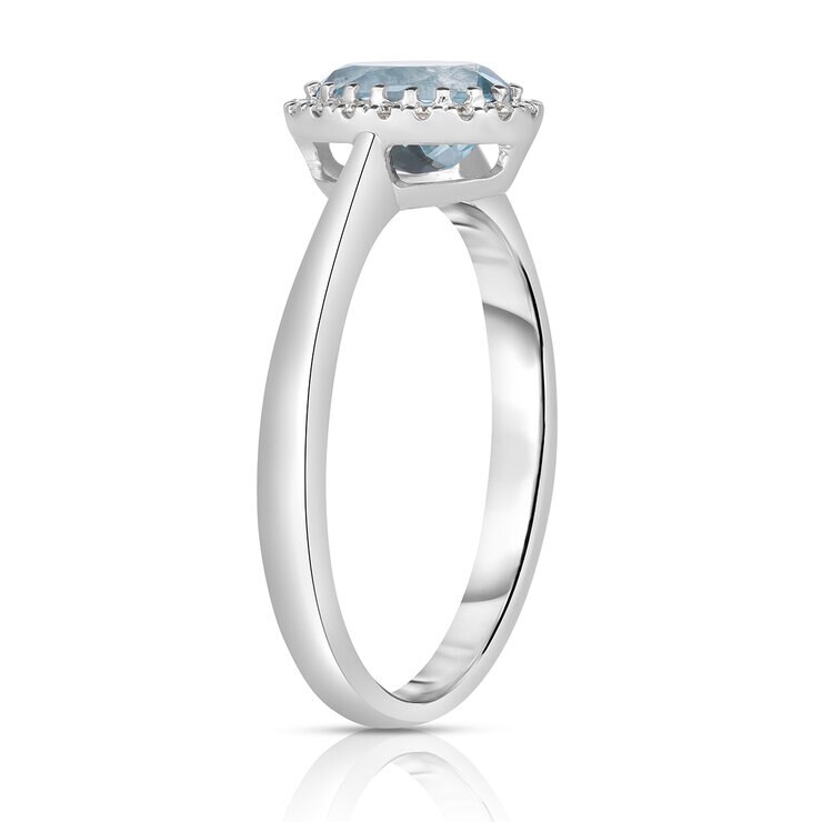 Anillo de Aguamarina con Diamantes 0.08ctw, Oro Blanco 14K — Imagen 2 de 4