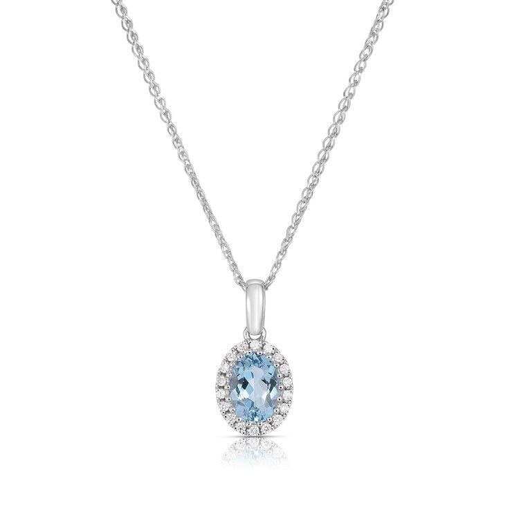 Dije de Aguamarina con Diamantes 0.08ctw, Oro Blanco de 14K — Imagen 2 de 3