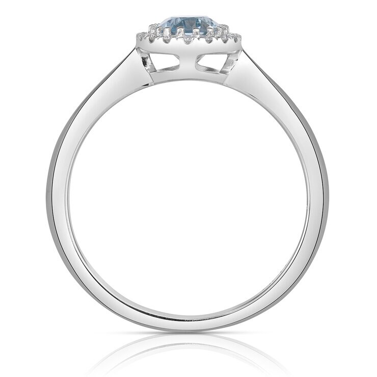 Anillo de Aguamarina con Diamantes 0.08ctw, Oro Blanco 14K — Imagen 4 de 4