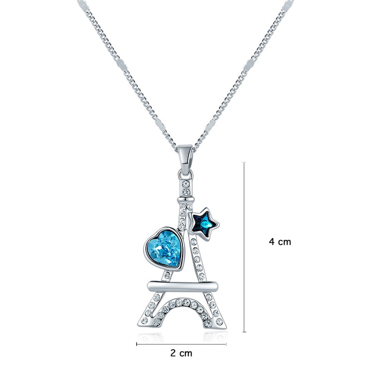 Mayfer, Collar con Cadena y Dije en Forma de la Torre Eiffel con Cristal Austríaco — Imagen 3 de 3