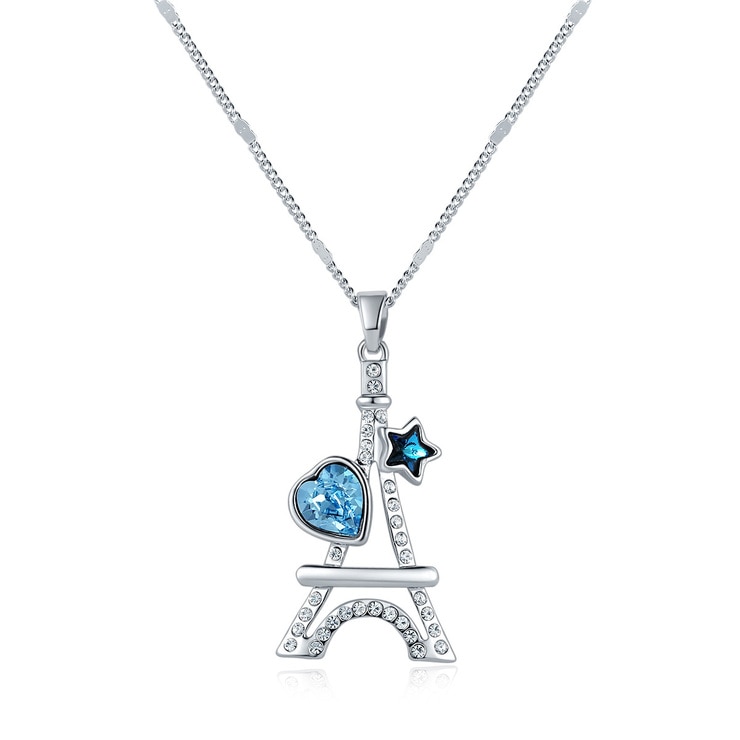 Mayfer, Collar con Cadena y Dije en Forma de la Torre Eiffel con Cristal Austríaco — Imagen 1 de 3