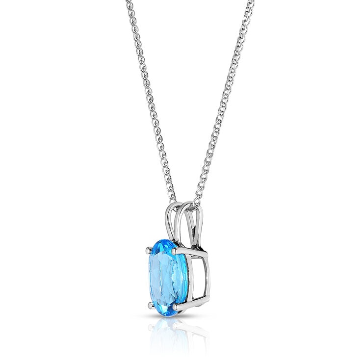 Dije de Topacio Azul, Oro Blanco de 14K — Imagen 4 de 4
