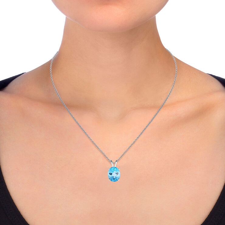 Dije de Topacio Azul, Oro Blanco de 14K — Imagen 3 de 4