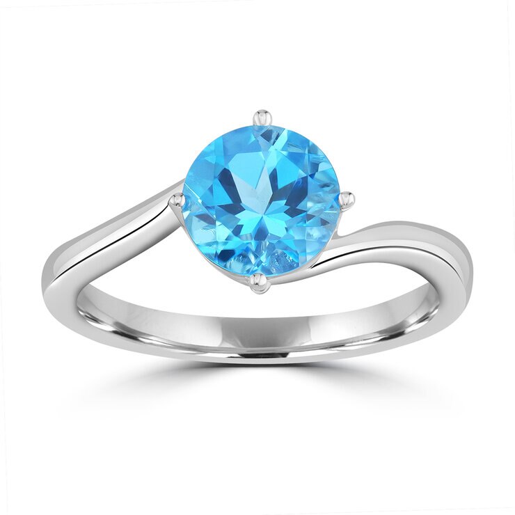 Anillo de Topacio Azul, Oro Blanco de 14K — Imagen 1 de 4