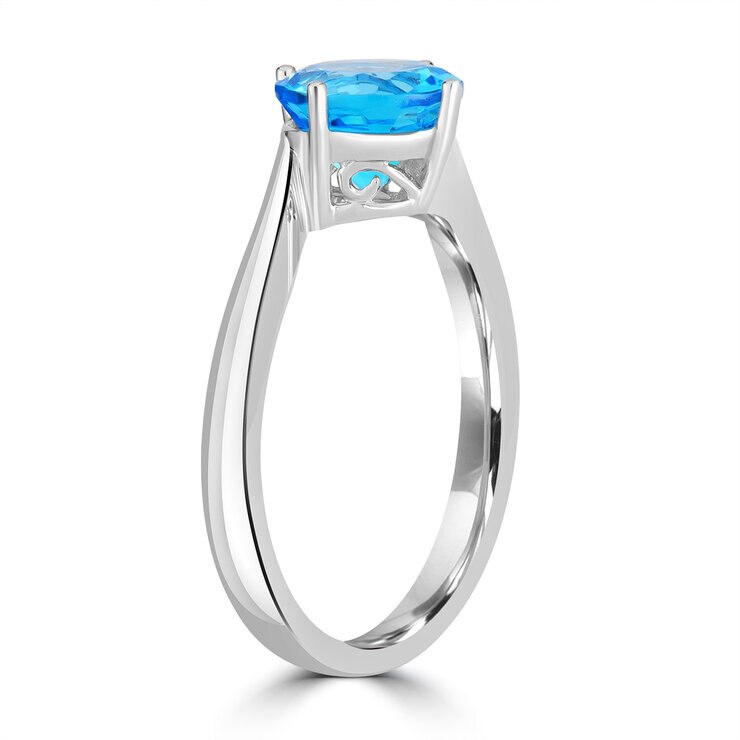Anillo de Topacio Azul, Oro Blanco de 14K — Imagen 2 de 4