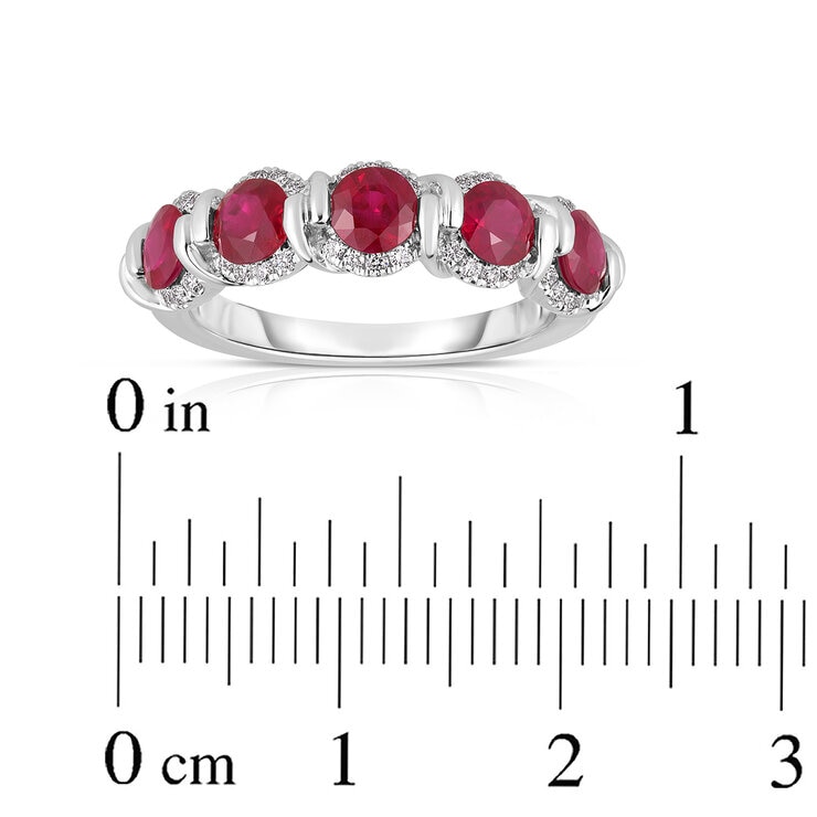 Anillo de Rubí con Diamantes, 0.12ctw, Oro Blanco 14K — Imagen 4 de 4