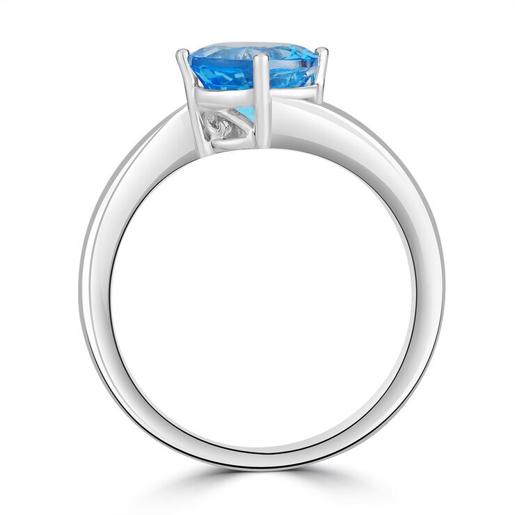 Anillo de Topacio Azul, Oro Blanco de 14K — Imagen 3 de 4