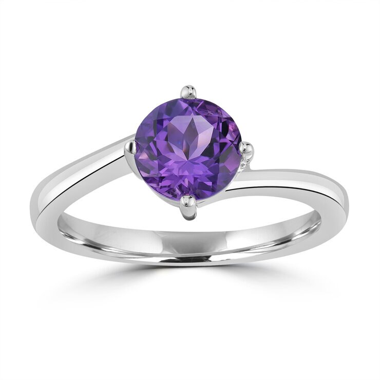 Anillo de Amatista, Oro Blanco de 14K — Imagen 1 de 4