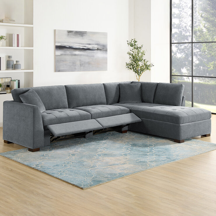 Thomasville, Sofá Seccional Tipo Chaise con Reposapiés Reclinable Eléctrico — Imagen 3 de 4