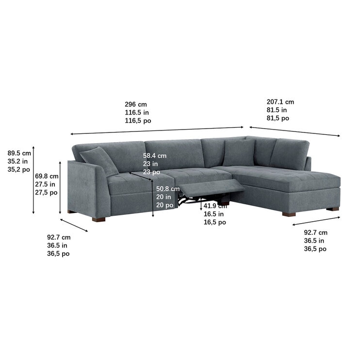 Thomasville, Sofá Seccional Tipo Chaise con Reposapiés Reclinable Eléctrico — Imagen 2 de 4