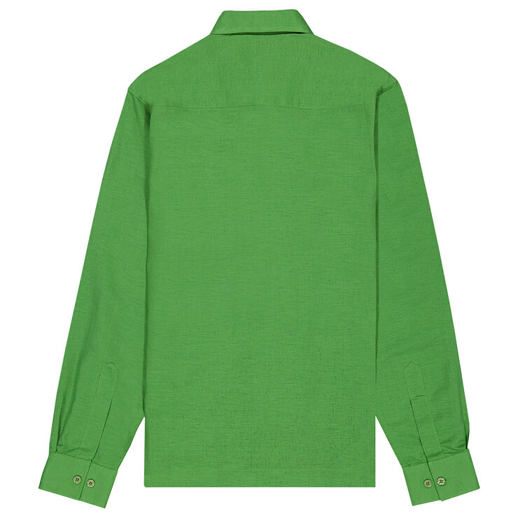 Palmerino, Camisa Manga Larga, Para Caballero, De Lino, Color Verde, Modelo Oasis, Talla Chica — Imagen 2 de 2