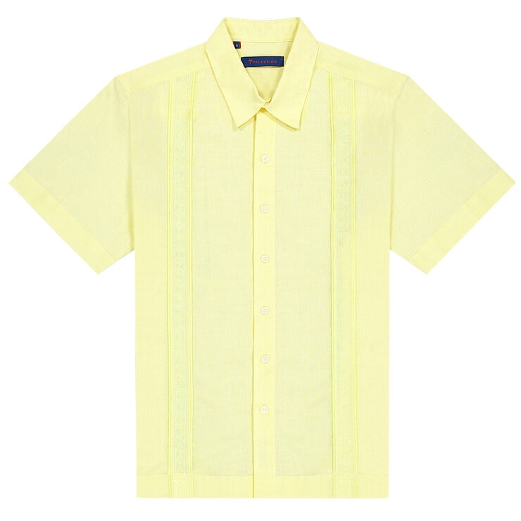Palmerino, Camisa Guayabera Manga Corta, Para hombre, De Lino, Color Azul, Modelo Released, Talla Chica — Imagen 2 de 2