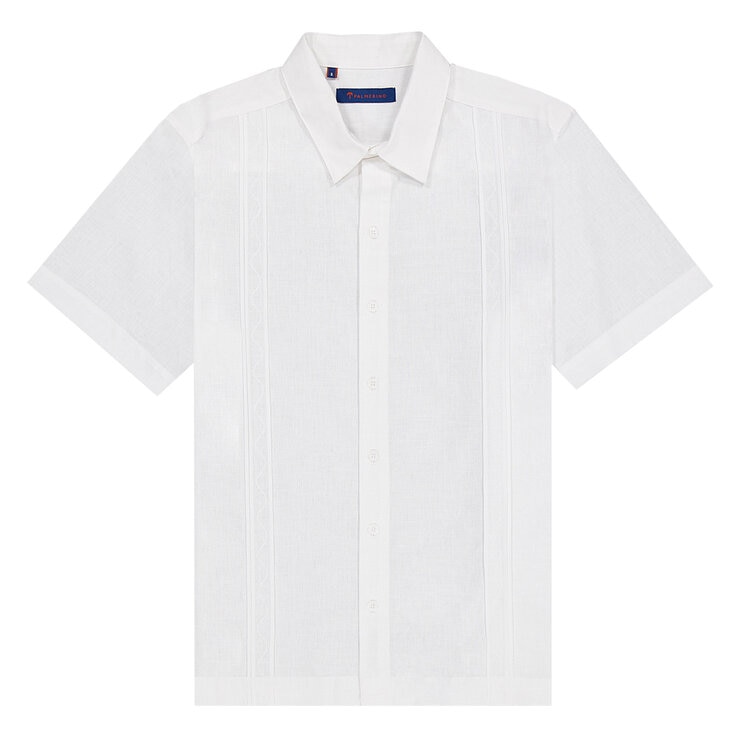 Palmerino, Camisa Guayabera Manga Corta, Para hombre, De Lino, Color Verde, Modelo Turcana, Talla Chica — Imagen 3 de 3