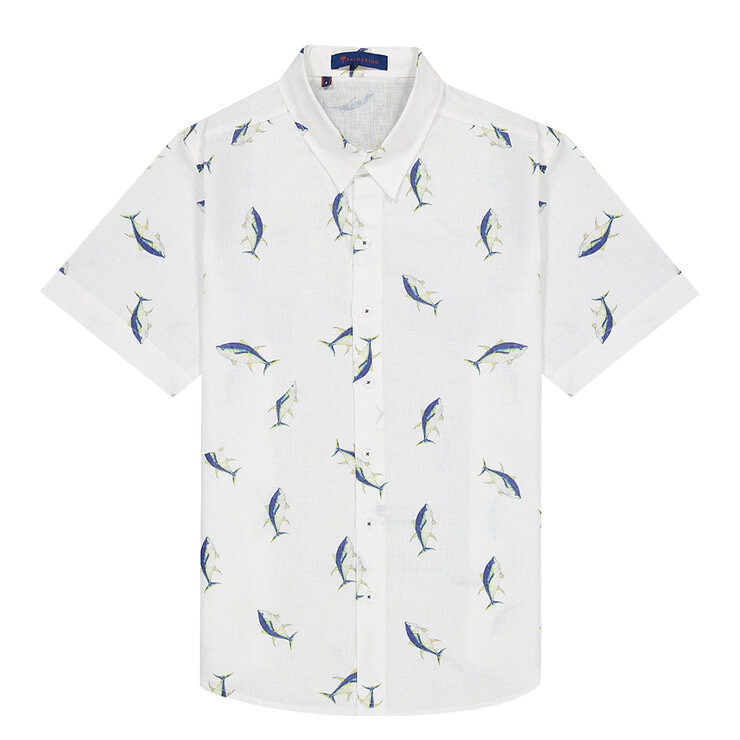Palmerino, Camisa estampada manga corta, Para Hombre, De algodón, Estampado Atun, Modelo Altantico, Talla Chica — Imagen 1 de 2