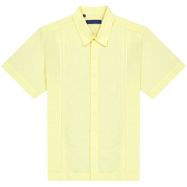 Palmerino, Camisa Guayabera Manga Corta, Para hombre, De Lino, Color Naranja, Modelo Ali, Talla Chica — Imagen 1 de 2