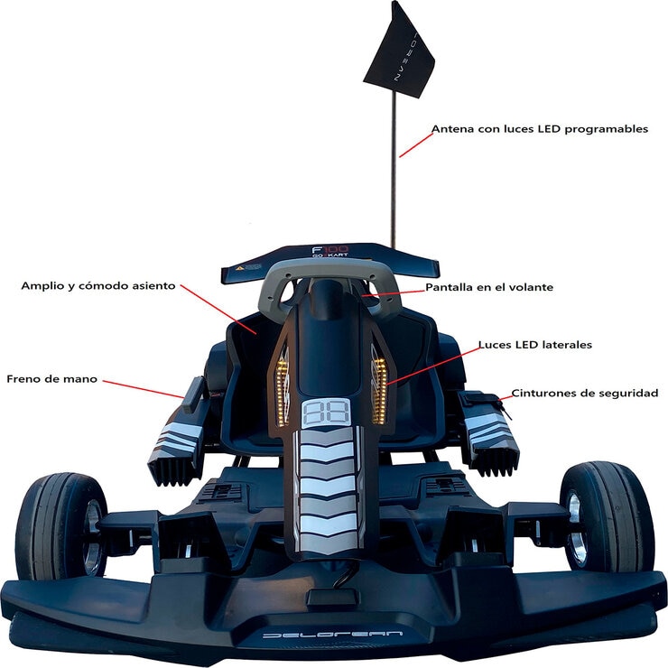 Delorean Go Kart Eléctrico Negro — Imagen 2 de 4