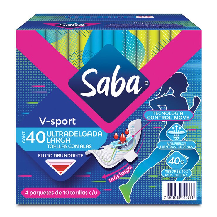 Saba V-Sport Toallas Femeninas Ultradelgadas 40 pzas — Imagen 1 de 4