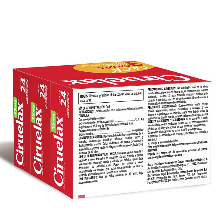 Ciruelax  Laxante Comprimidos 15mg 3 cajas de 24 — Imagen 3 de 3