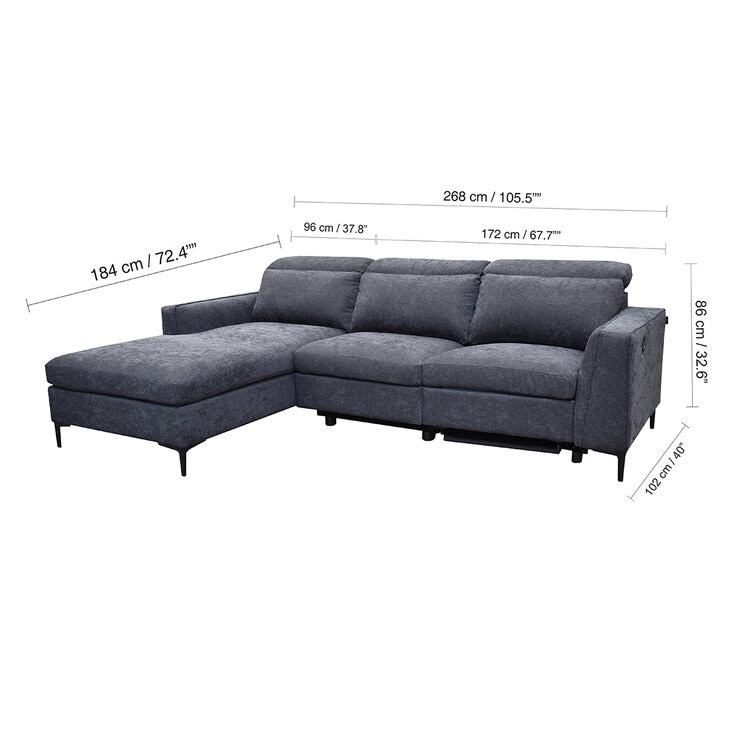 Muebles Liz, Larix, Modular De 2 Piezas Gris Obscuro — Imagen 3 de 4