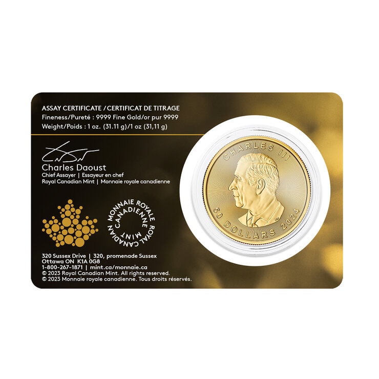 Moneda de  Oro 1 oz, Hoja de Maple de Canadá — Imagen 2 de 4
