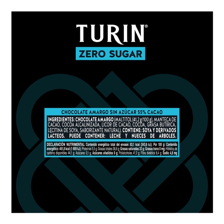 Turín Chocolate Amargo Sin Azúcar 400 g — Imagen 2 de 4