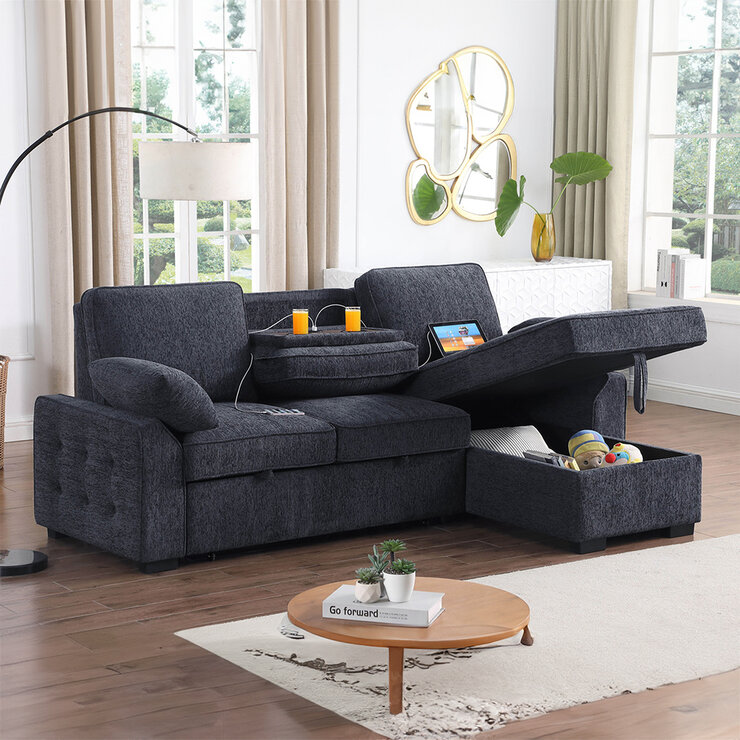  Montbrook Home, Mackenzie, Sofá Cama Seccional con Mesa Desplegable y Almacenamiento — Imagen 1 de 4