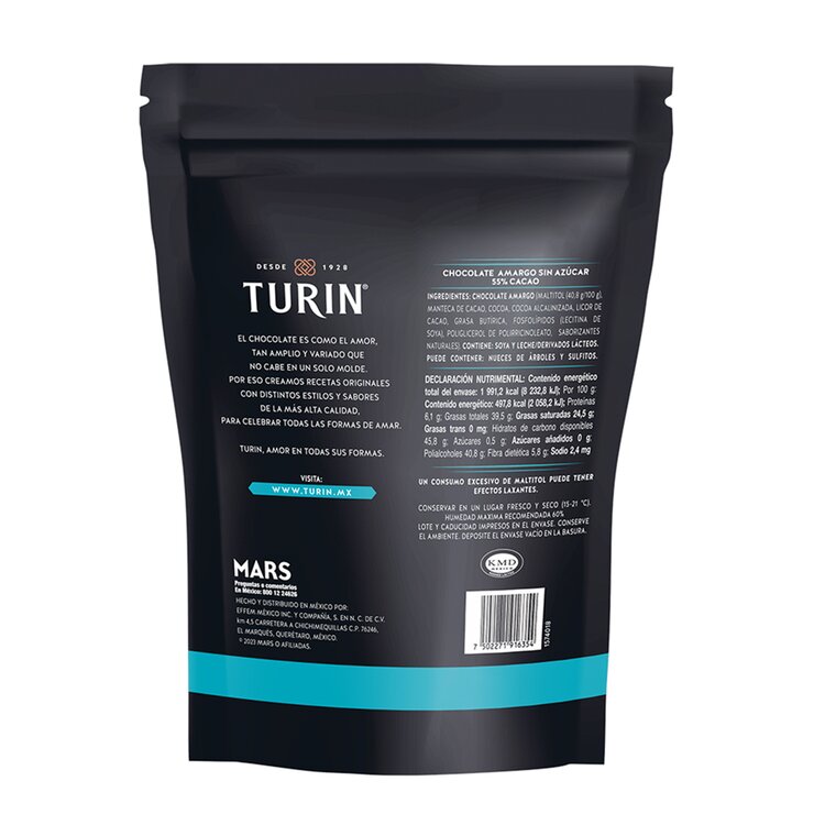 Turín Chocolate Amargo Sin Azúcar 400 g — Imagen 4 de 4