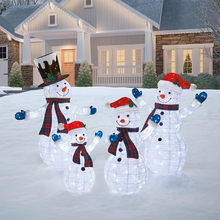 Familia de Muñecos de Nieve con Luces LED  — Imagen 1 de 4