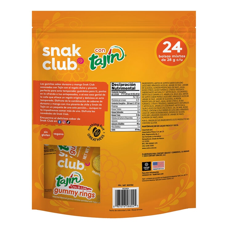 Snak Club Aritos de Gomita con Tajín 672g — Imagen 2 de 2