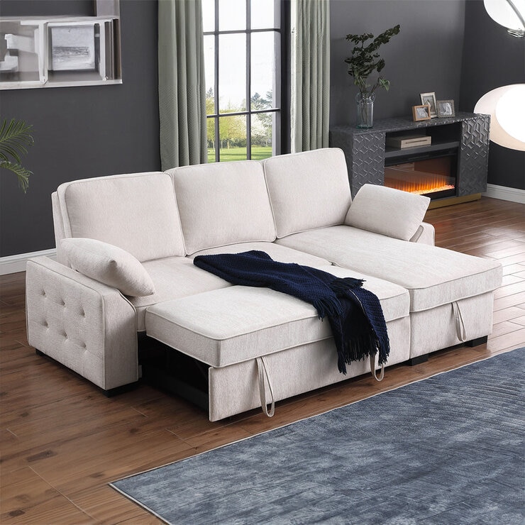 Montbrook Home, Mackenzie, Sofá Cama Seccional con Mesa Desplegable y Almacenamiento — Imagen 3 de 4