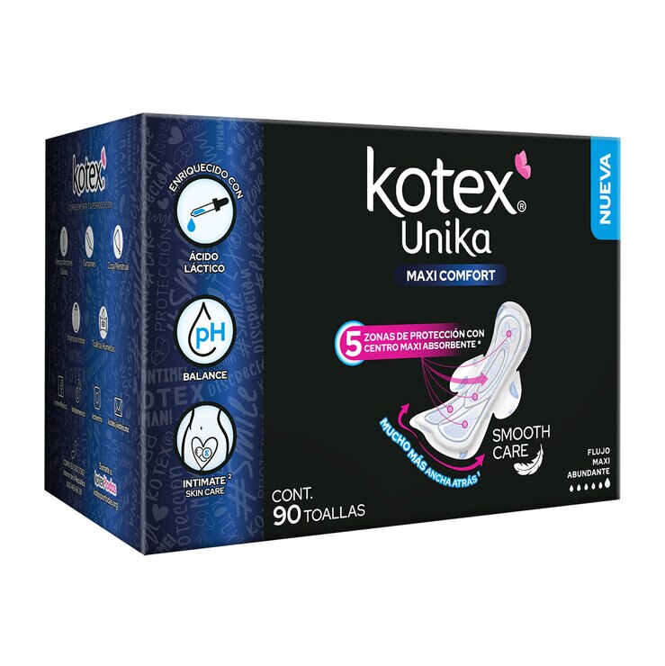Kotex Unika Maxi Comfort Toalla Femenina 90 pzas — Imagen 3 de 3