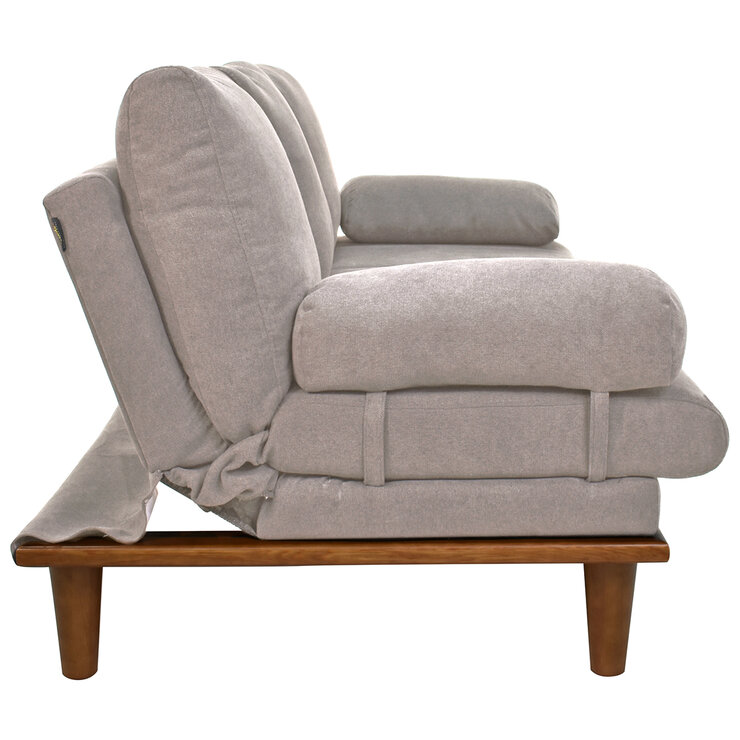 Violanti, Sofá Cama de 3 plazas y Taburete, Color Beige — Imagen 2 de 4