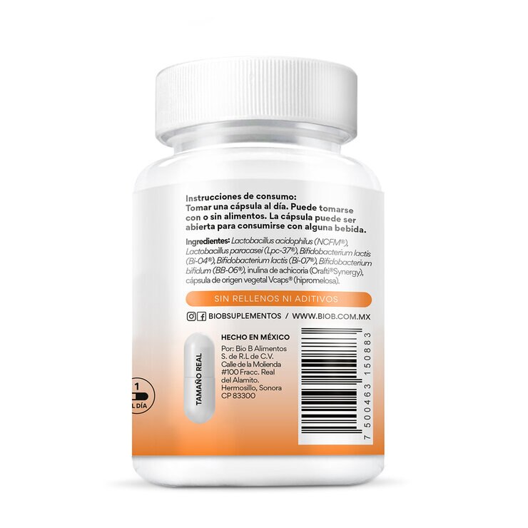 Bio B Probióticos 25 Billones 2 Frascos de 30 Cápsulas c/u — Imagen 3 de 3