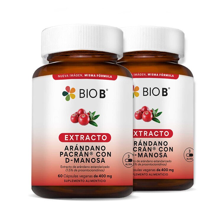 Bio B Extracto Arándano, pacrán con D-Manosa 2 Frascos 60 cáp c/u — Imagen 1 de 3