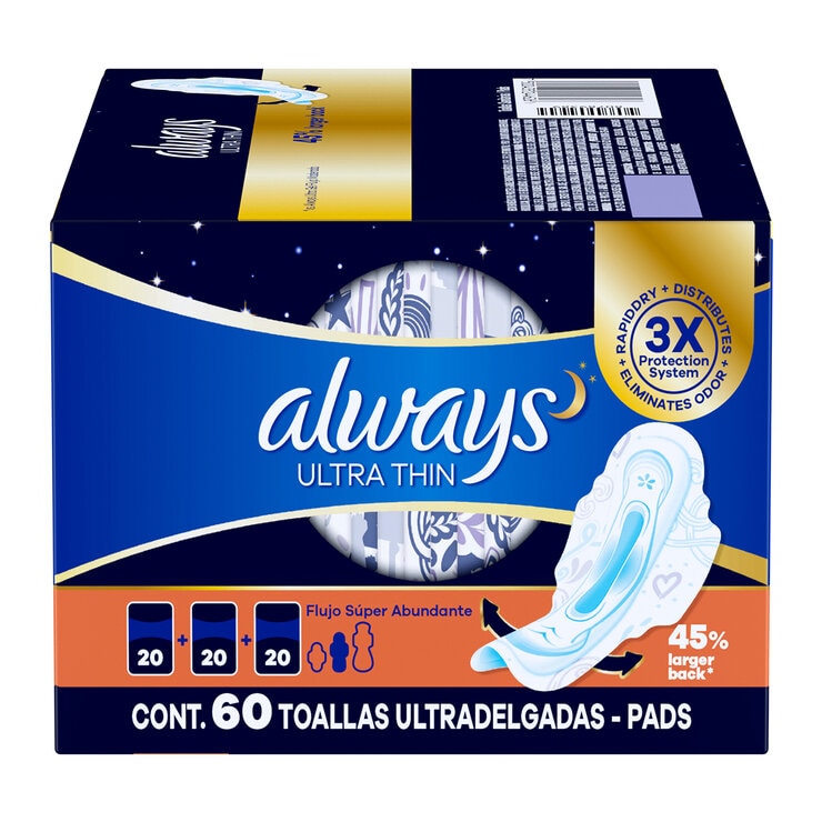Always Toallas Femeninas Nocturna Ultrafinas 60 piezas — Imagen 2 de 3