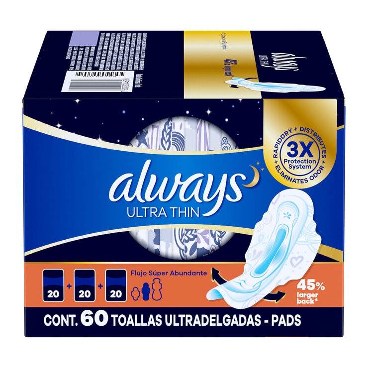 Always Toallas Femeninas Nocturna Ultrafinas 60 piezas — Imagen 3 de 3