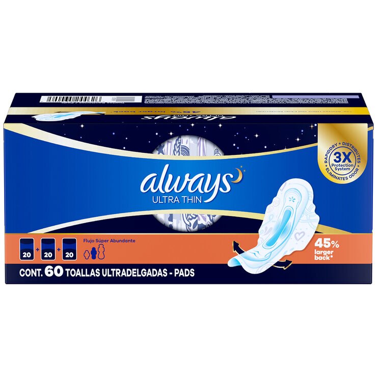 Always Toallas Femeninas Nocturna Ultrafinas 60 piezas — Imagen 1 de 3