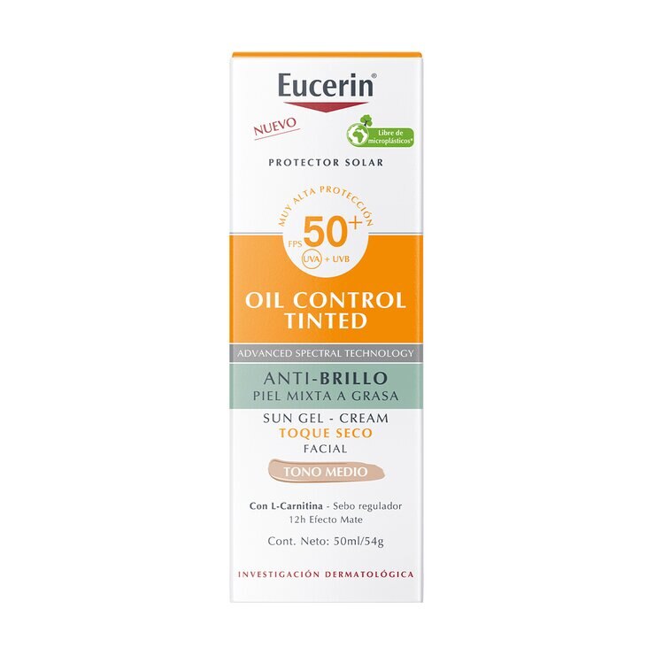 Eucerin Protector Solar FPS 50+ Oil Control Tono Medio 50 ml — Imagen 1 de 3