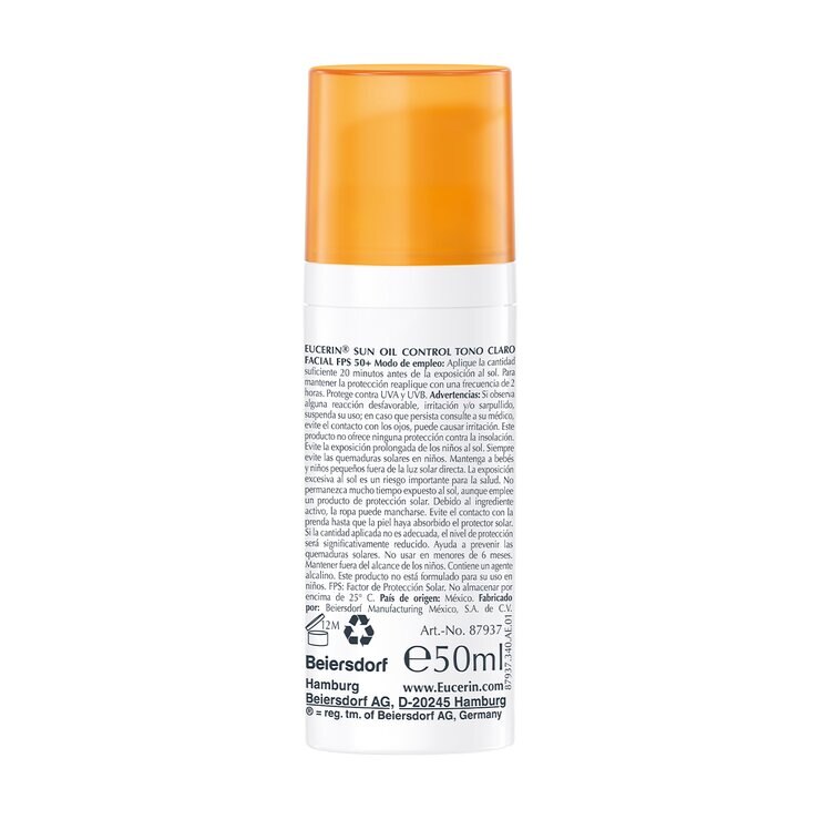 Eucerin Protector Solar FPS 50+ Oil Control Tono Claro 50 ml — Imagen 3 de 3