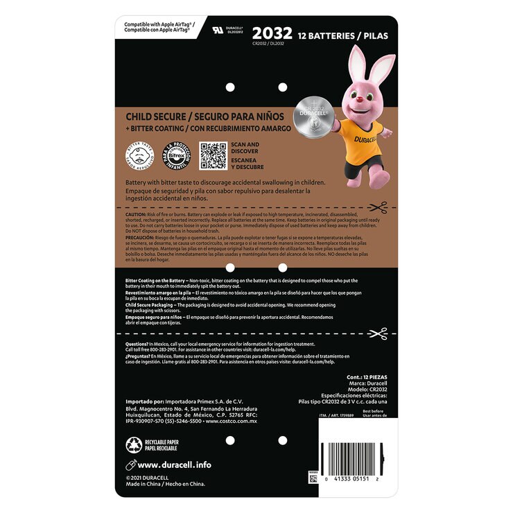 Duracell, Pilas de Litio 2032 3V de 12 piezas — Imagen 2 de 2