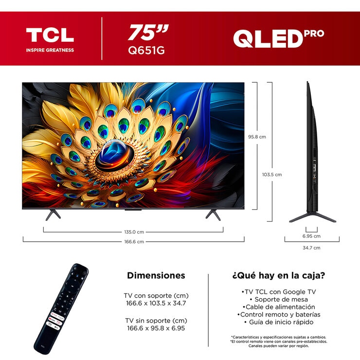 TCL Pantalla 75" 4K QLED Google TV — Imagen 3 de 4