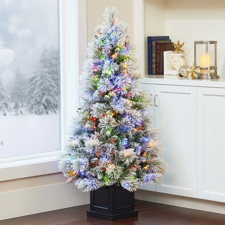 Árbol de Navidad Artificial Nevado con Serie de Luces 1.3m — Imagen 1 de 4