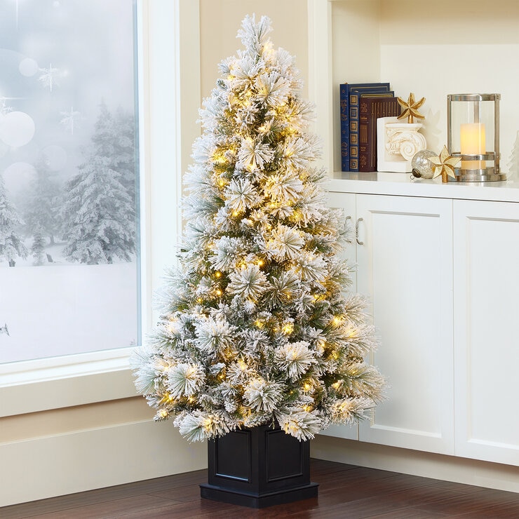 Árbol de Navidad Artificial Nevado con Serie de Luces 1.3m — Imagen 2 de 4