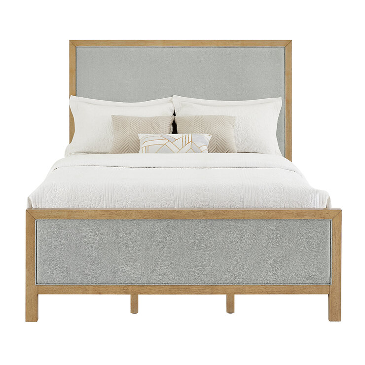 Henredon, Cama Queen con Tapizado de Tela Gris — Imagen 3 de 4
