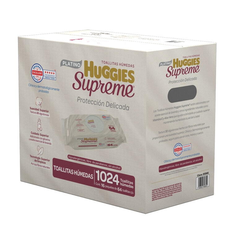 Huggies Supreme Platino Toallitas Húmedas para Bebé 1,024 pzas — Imagen 2 de 2