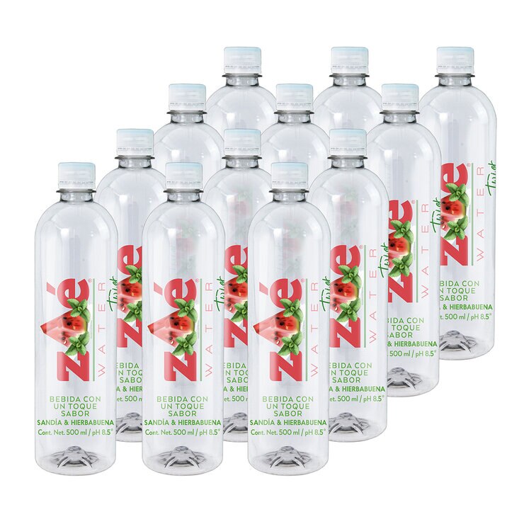 Zoé Water Twist Agua Alcalina Sabor Sandía y Hierbabuena 12 pzs de 500 ml — Imagen 1 de 4