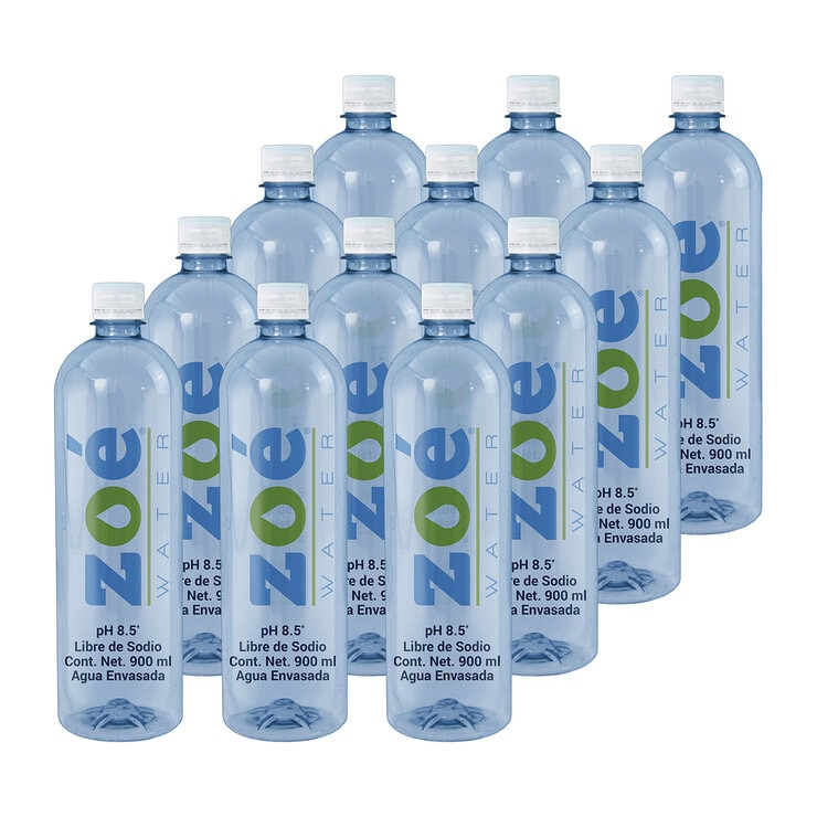 Zoé Water Agua Alcalina 12 pzs de 900 ml — Imagen 1 de 4